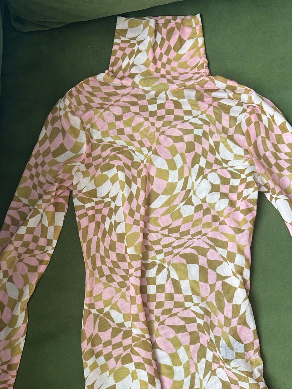 AFRM Pink, White & Mustard Geometric Print Top